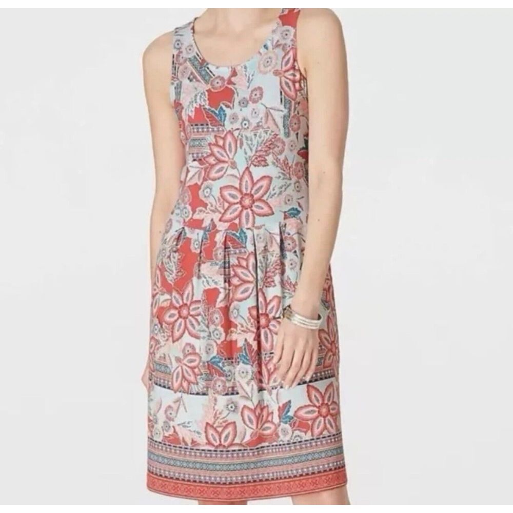 J Jill Dress Womens XS Floral Sleeveless Scoop Neck Knee Length Lightweight